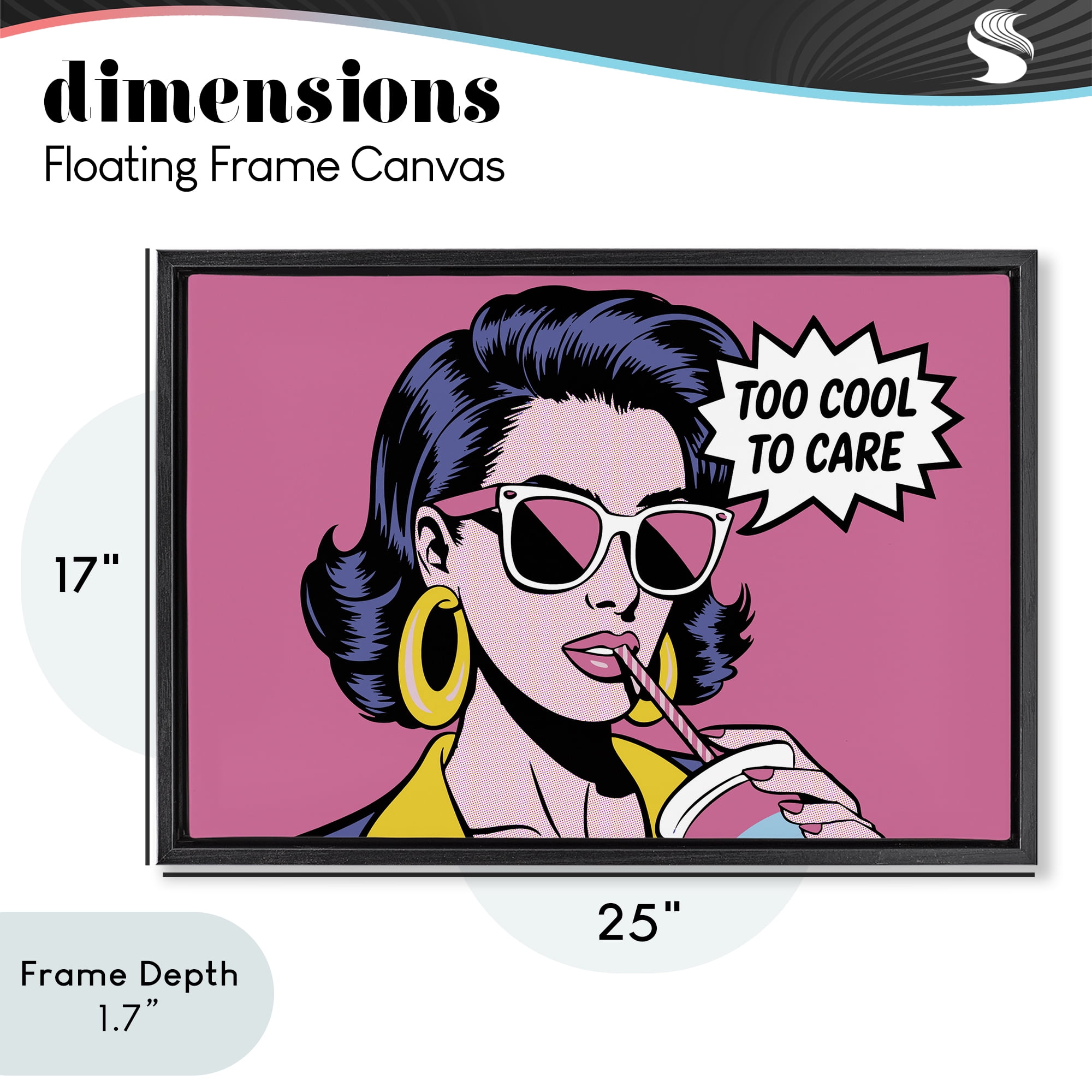 Stupell Industries Too Cool To Care Iconic Black Framed Floater Canvas Wall Art, design by Andreas Magnusson