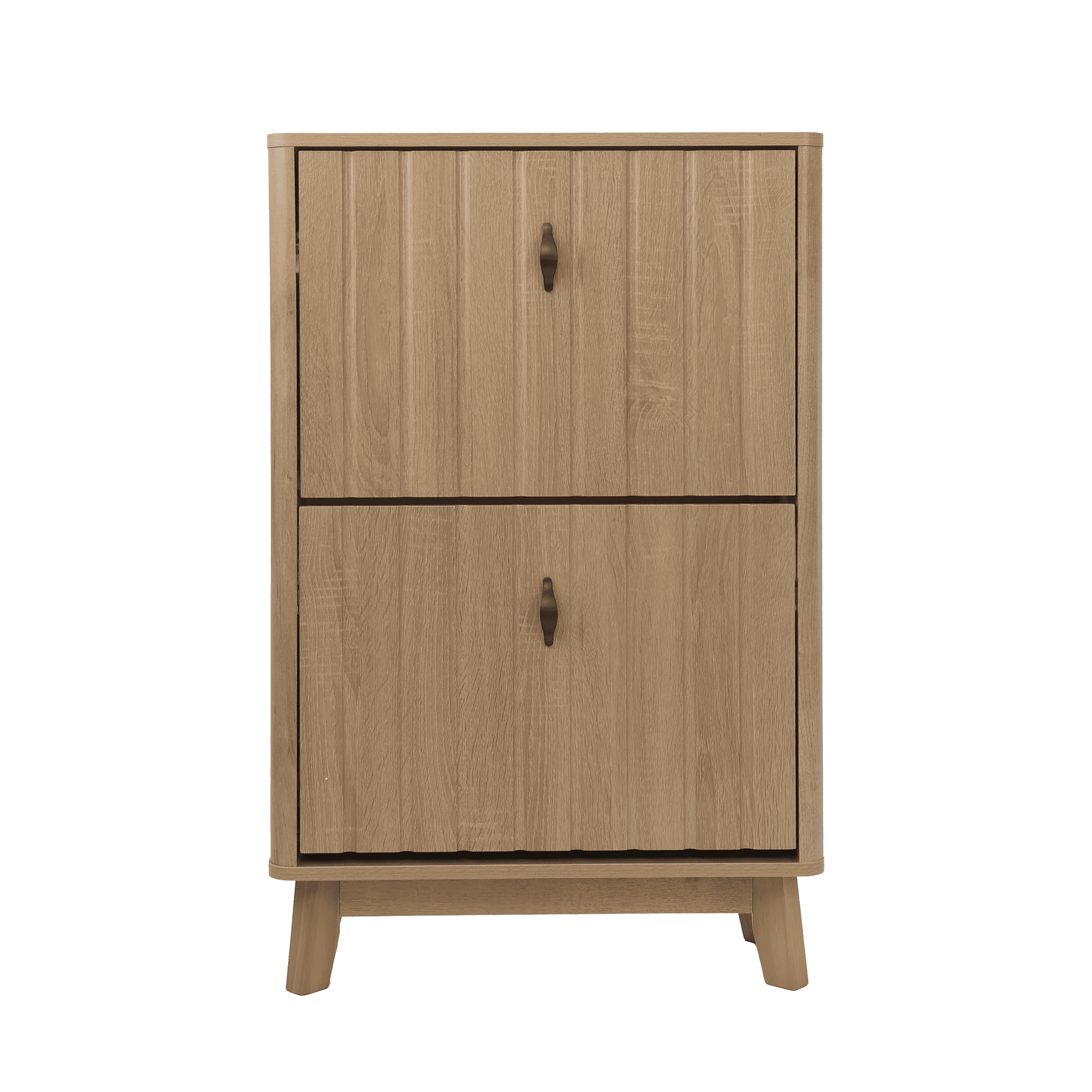 23.6-Inch Entryway Shoe Cabinet with Flip-Down Design and Adjustable Shelves, Ultra-Thin Shoe Rack and Dustproof Storage Organizer for Hallway, Oak
