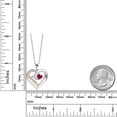 thumbnail image 2 of Gem Stone King 925 Silver and 10K Yellow Gold Heart Shape Lab Grown Diamond Pendant Necklace for Women with White Moissanite and Red Created Ruby (1.13 Cttw, Double Heart, 18 inch Chain), 2 of 4