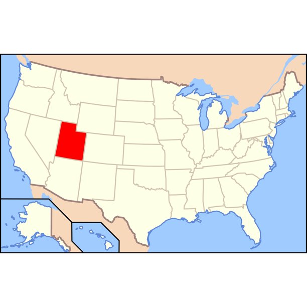 Large location map of Utah state20 Inch By 30 Inch Laminated Poster