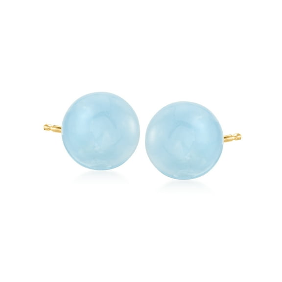 Ross-Simons 13.00 ct. t.w. Milky Aquamarine Stud Earrings in 14kt Yellow Gold, Women's, Adult