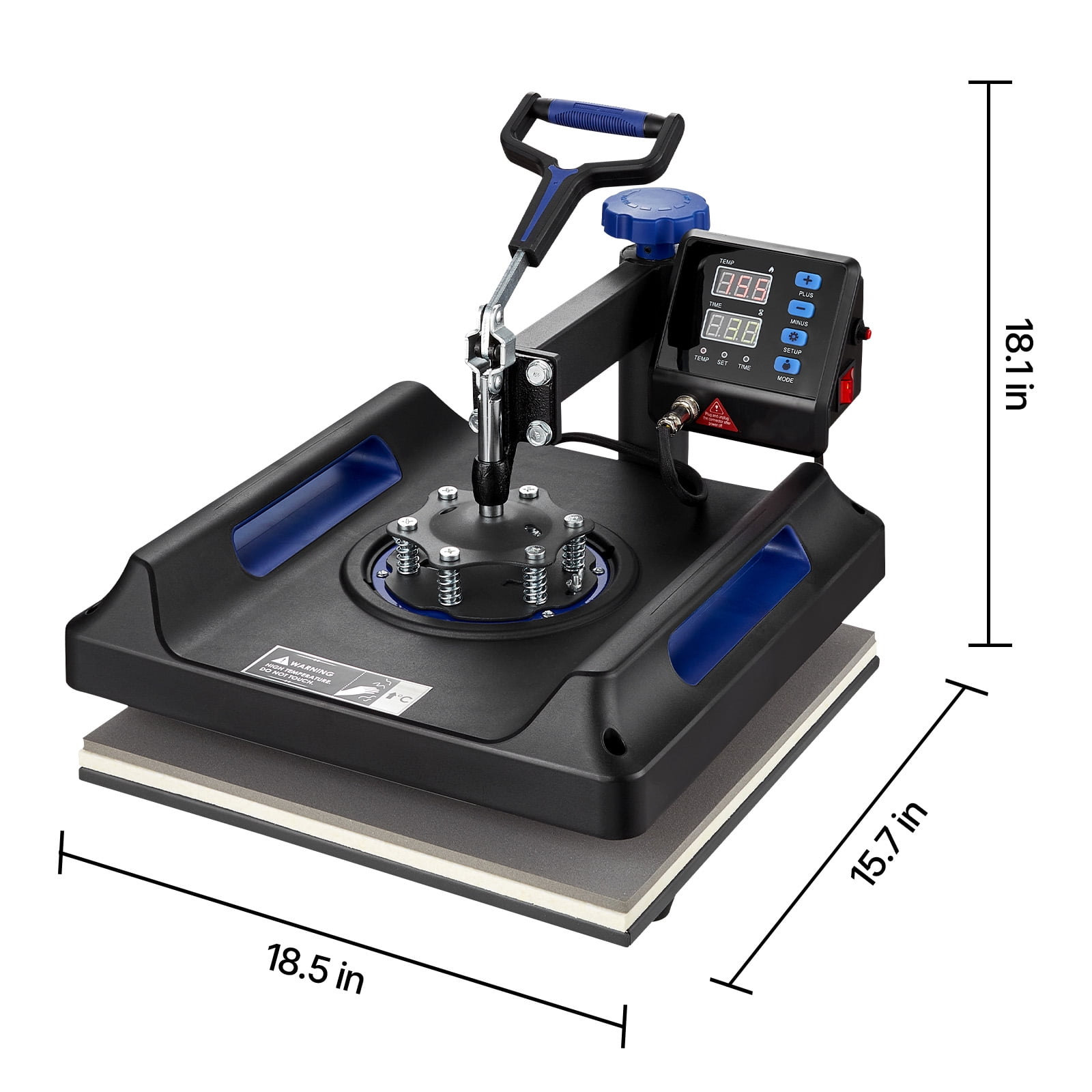 KFFKFF 8-in-1 Heat Press Machine, 15x15 Inch Swing-Away Design, Digital Control for T-Shirt, Hat, Mug, Plate Sublimation Printing, Multifunctional Transfer Machine, Blue