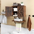 thumbnail image 4 of Gymax Bathroom Wall Cabinet Medicine Storage Cabinet w/ Open Shelf & Towel Bar Rustic, 4 of 10