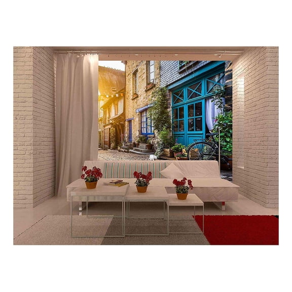 wall26 - Old Town in Europe at Sunset with Retro Vintage Style Filter - Removable Wall Mural | Self-Adhesive Large Wallpaper - 66x96 inches