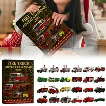 Countdown Sets Fire Truck Advent Calendar 2025 - 24 Days Countdown Calendar Featuring Unique Mini Fire Trucks for Kids Family and Enthusiasts