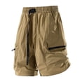 thumbnail image 7 of GSPCLAM Mens Plus Size Shorts Stretchy Summer Quick Dry Roomy Solid Classic Drawstring Elastic Waist with Zipper Pockets Athleisure Soft Shorts for Running Coffee XXL, 7 of 7