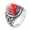 Red, variant on Men's Stainless Steel Big Oval Agate Plant Engraved Biker Ring Punk Antique Silver Gemstone Wedding Engagement Band Black Size 11