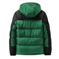 thumbnail image 7 of lkfuzj Men's Puffer Jacket Hooded Winter Coat Warm Thicken Cotton Outerwear Unisex Fashion Long Sleeve Hooded Jacket Zippered Patchwork Collar Warm Bread Padded Coat Tops - Green, 7 of 7