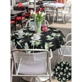 thumbnail image 5 of Outdoor Tablecloth with Umbrella Hole for Patio/Picnic/Party/Camping, Black Summer Botanical Waterproof Table Cloth Round Cover Washable, Green Spring Floral Birds Farmhouse (Dia 60"), 5 of 8