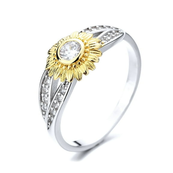 Sterling Silver Two-Tone Flower Twist Ring With Crystals from Swarovski