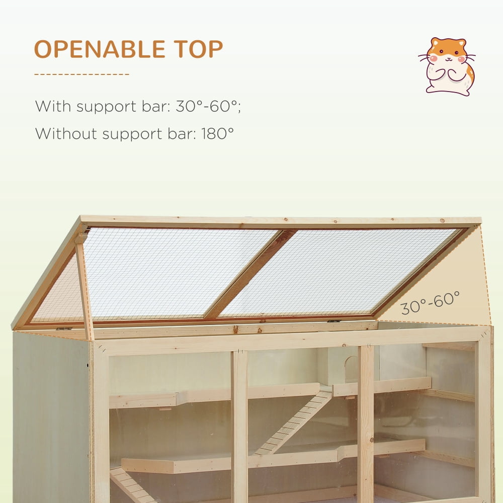 ZHICHUN Extra Large Wooden Hamster Cage Multilevel Small Animal Habitat with Opening Roof Hut Ramps Over 1000 Sqin Space for Hamster Gerbil Indoor Natural Living House