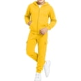thumbnail image 5 of PInxai Kids Sweatsuits Casual Workout Sets Zip up Hooded Long Sleeve Sweatshirts Joggers with Pockets Unisex Clothing,Yellow,90, 5 of 7