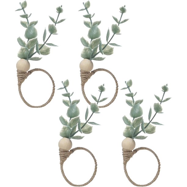 Servilleta de hoja verde - Cuentas de madera Servilleta de granja rústica S 5pcs Hebillas de servilleta de granja rústica, Servilleta de cuentas de madera S para bodas Reuniones familiares