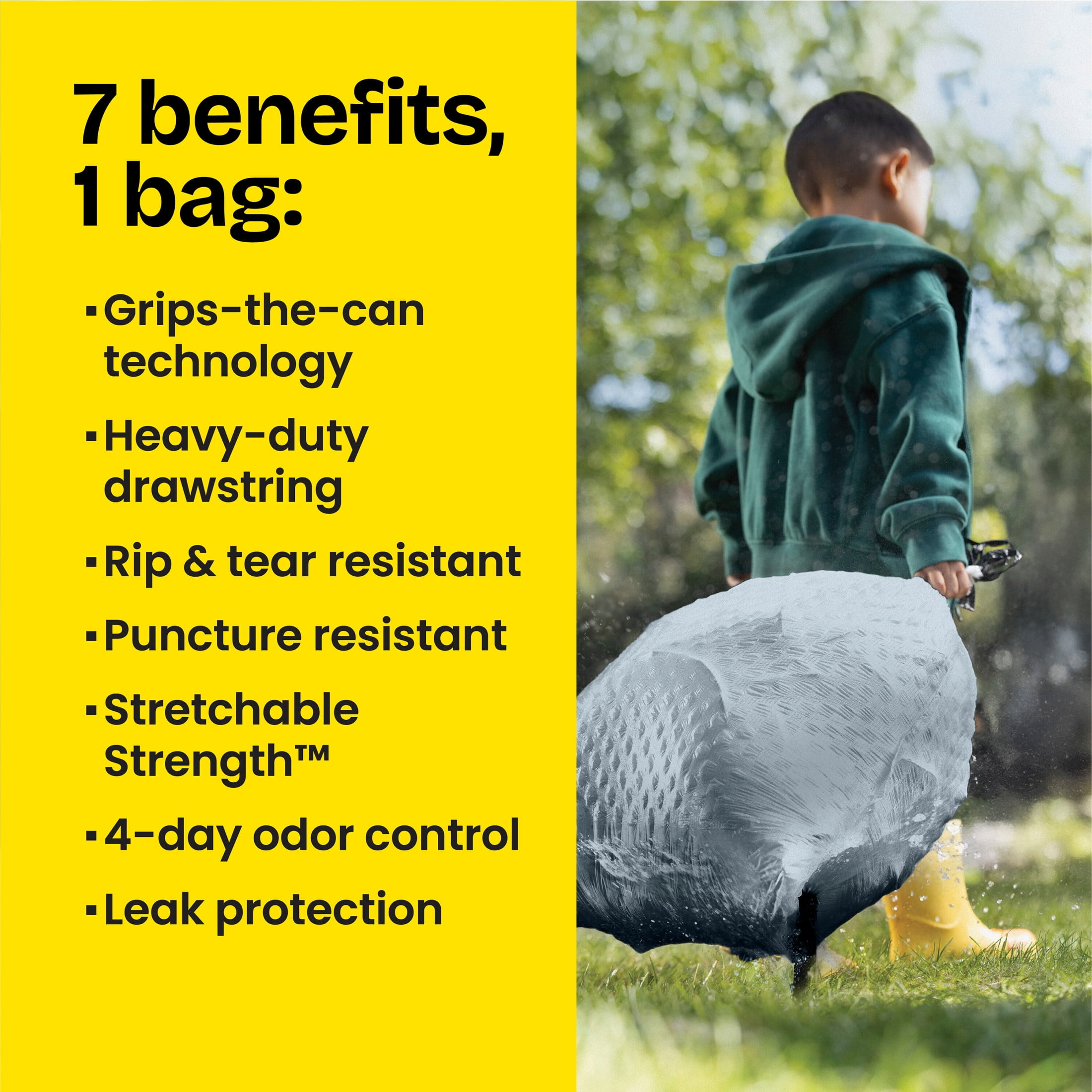 Glad ForceFlex Tall Kitchen Drawstring Trash Bags, 13 Gal, Fresh Clean Febreze, 120 Count