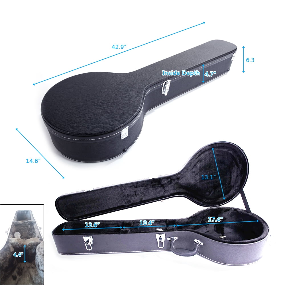 5-String 6-String Microgroove Pattern Leather Wood Banjos Case Black