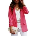 thumbnail image 1 of Calzi Women Casual Long Sleeve Lapel Button Slim Work Office Blazer Jacket Autumn Thin Fashion Loose Jacket Coat Size S-3XL, 1 of 4
