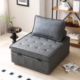 thumbnail image 2 of Aukfa 78" Chaise Futon Oversized Pull Out Sleeper Chair Bed for Home Office, Leather, Gray, 2 of 12
