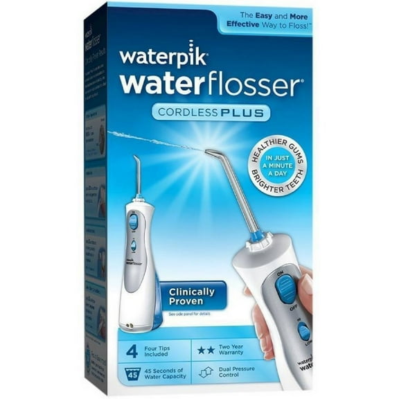 Waterpik Cordless Plus Portable Water Flosser Oral Irrigator, White, 2 Pack