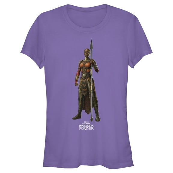Junior's Black Panther: Wakanda Forever Okoye Standing Tall  Graphic Tee Purple Medium