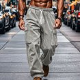thumbnail image 5 of Men's Corduroy Pants Casual Cargo Pants Elastic Drawstring Waist Sweatpants With Pockets, 5 of 9