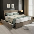 thumbnail image 1 of Upholstered Bed Frame with 4 Drawers, Platform Storage Bedframe, Corduroy Channel Tufted Headboard, Wooden Slats Support, No Box Spring Needed, 1 of 8