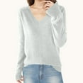 thumbnail image 2 of Admvng Sweaters for Women Solid Color V-neck Knitted Sweater Thin Lightweight Soft Pullover Sweater Long Sleeve Shirts for Casual Fall Outfits Trendy S-2XL, 2 of 3