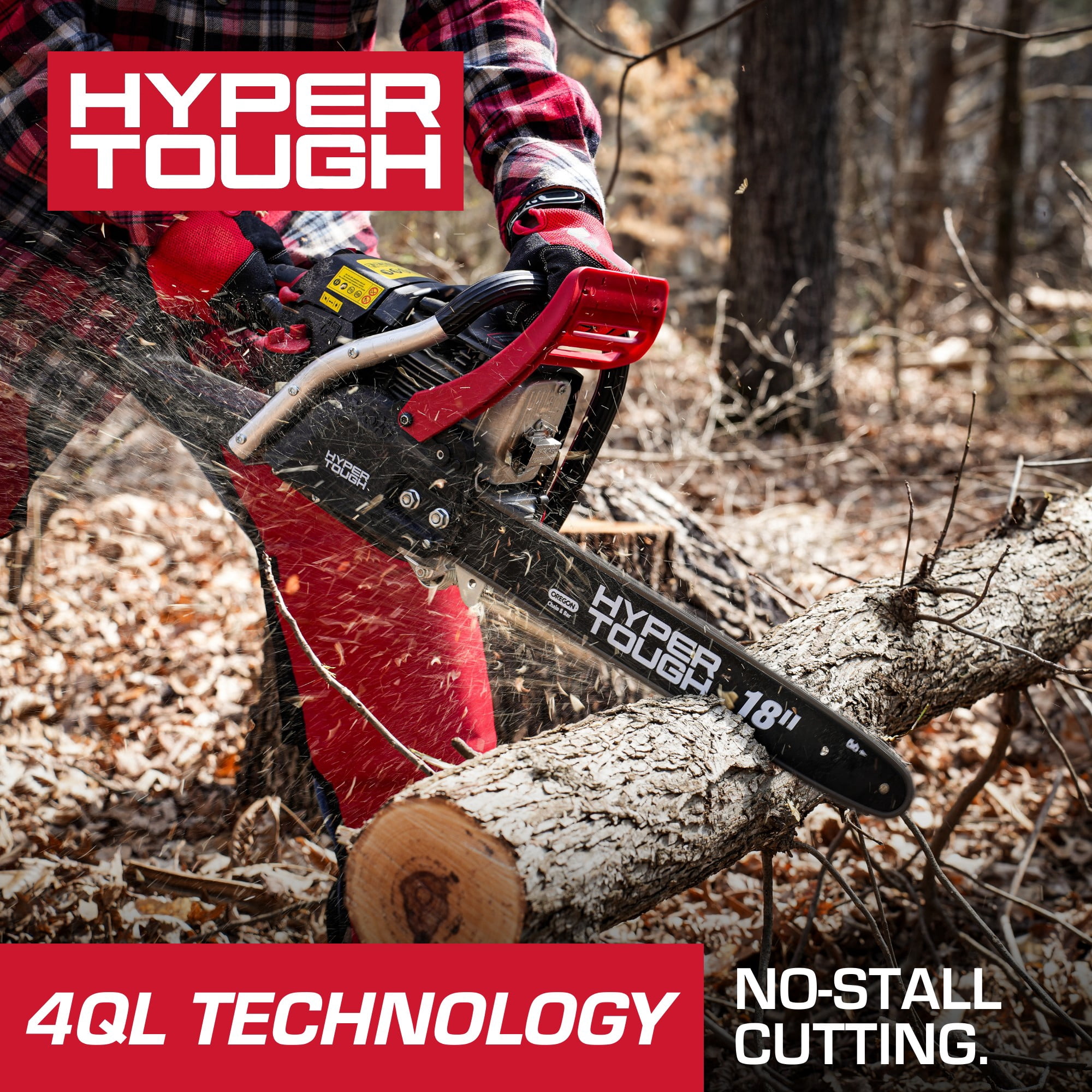 Hyper Tough 18" 49cc 4-Cycle Gas Powered Chainsaw with Carry Case
