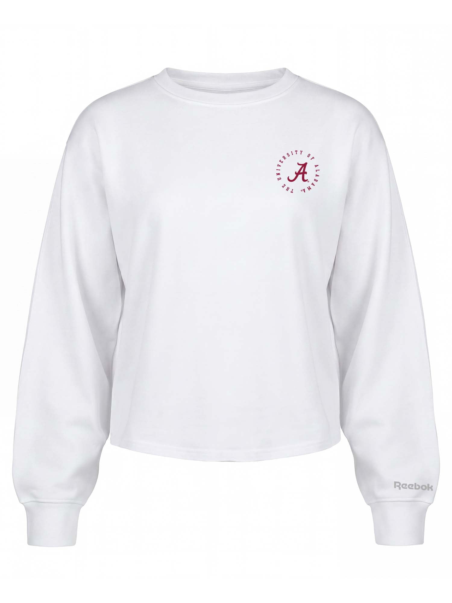 Alabama Crimson Tide Reebok Womens White Heavyweight Cotton Long Sleeve Pullover