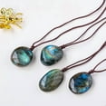 thumbnail image 3 of Natural Labradorite Pendant Adjustable Cord Necklaces 13.78~17.72 inch(35~45cm), 3 of 5