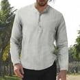 thumbnail image 2 of T Shirts for Men Casual Tops Winter Fall Long Sleeve Fall Leisure Travel Cotton Linen Vintage Hoodless Drawstring T-shirt Top, 2 of 5
