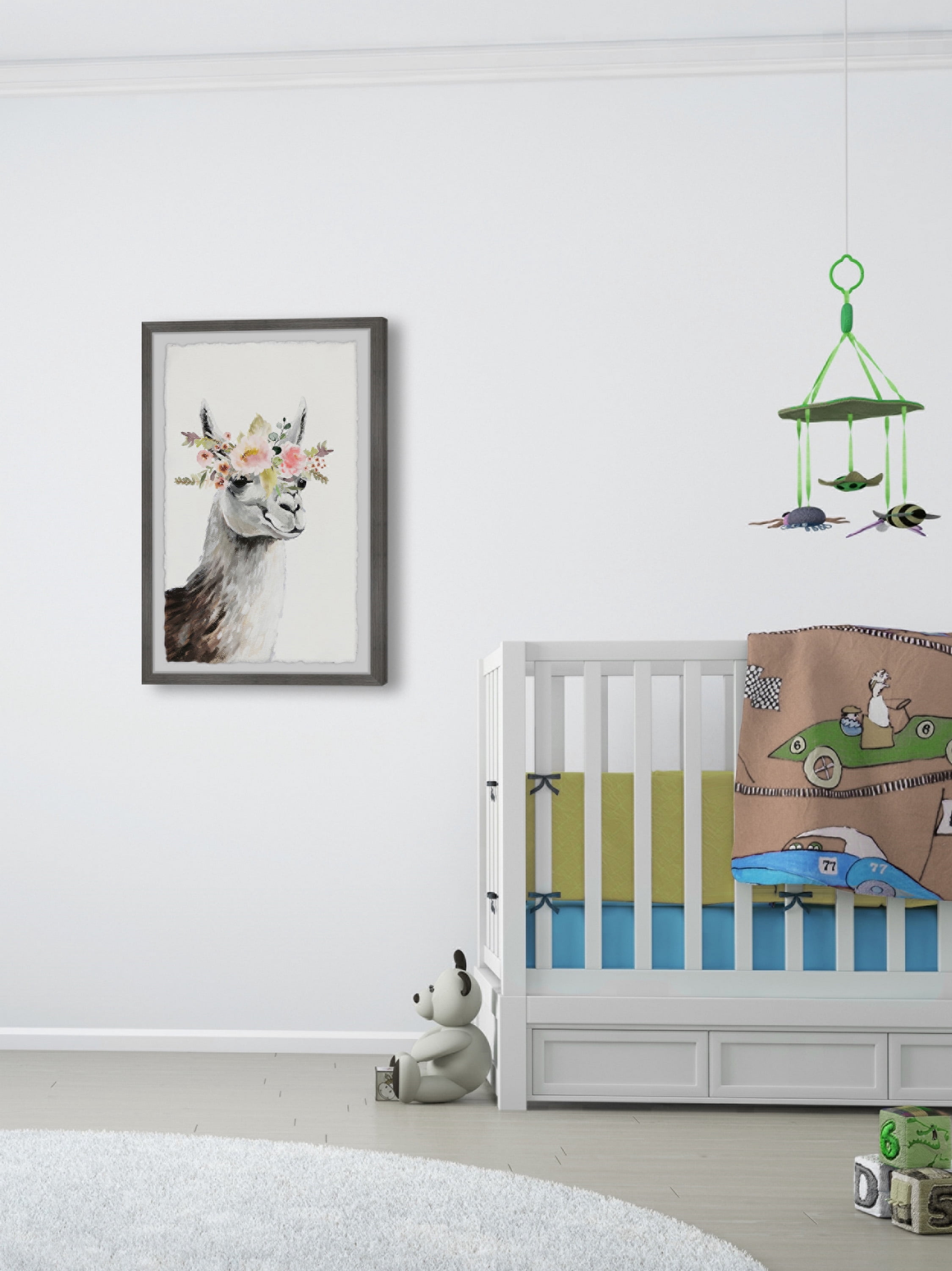 Marmont Hill Floral Crowned Side View Llama Framed Wall Art