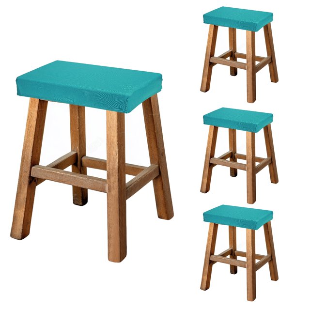 Funda de Taburete Bar Uxcell Rectangular, Funda de Asiento Lavable y Elástica para Taburete de Barra de Vanity con Banda Elástica para Banco de Madera y Metal (Azul Pavo Real, 4 Piezas)