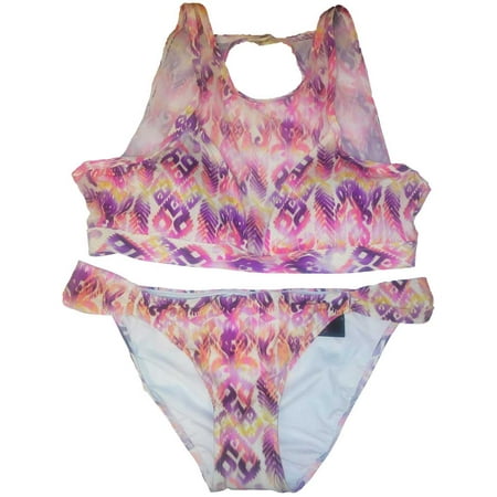 Victoria's Secret 2 Piece Swimsuit Bikini Open Back Coral/Multi (Best Swimsuit For Large Thighs)