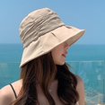 thumbnail image 3 of Sombrero de pescador plisado elegante para mujer, gorras de pescador ligeras de algodón liso, viseras plegables, 3 of 5