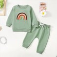 thumbnail image 2 of NOLDARES Infant Kid Girl CartoonFall Winter Clothes Set 2pcs Long Sleeve Soft Sweatshirt and Elastic Waist Joggers Outfits Clothing(Green,0-6 M), 2 of 9