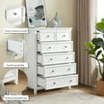 thumbnail image 4 of Aukfa 6 Drawer Tall Dresser Chest of Drawers Storage Cabinet for Bedroom Living Room,White, 4 of 8