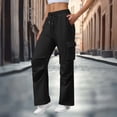 thumbnail image 3 of Cargo Pants Women 2026 Basic Elastic Waist Drawstring Casual Loose Wide Straight Leg Cargo Sweatpants with Pockets, 3 of 7