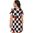 thumbnail image 3 of Horeoi Ladybugs Of Black And White Checkers Print Women's Short-sleeved Nightdress Breathable Cotton-like Material Loose A-line Knee-length, 3 of 6