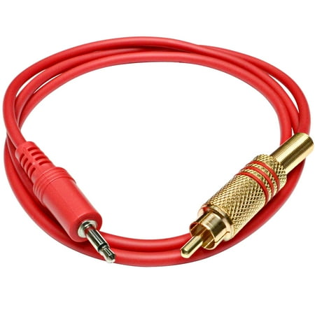- Seismic Audio 3 Foot Red 3.5mm 1/8 Inch Mono Male to RCA Male Phone Jack Audio Patch Cable - SAPT44
