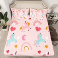 thumbnail image 2 of Manfei Kawaii Unicorn Bed Sheets Set Queen Size, Cartoon Rainbow Bed Sheets Queen, Love Heart Bedding Queen Size, Super Cozy Bedroom Decor, 4 Pieces, 2 of 7
