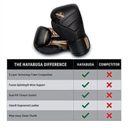 Hayabusa Adult Adjustable fit knuckle protection Premium foam, Boxing Gloves for MMA, Black/Gold