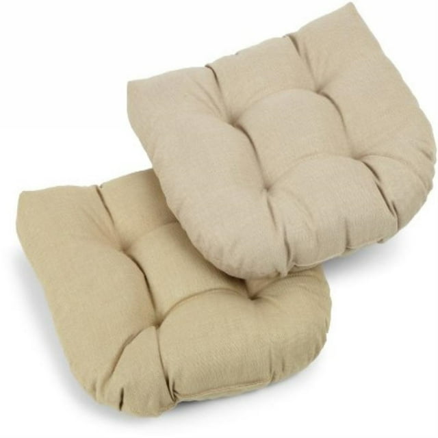 Coussin de Chaise de Salle à Manger Extérieur en Polyester Filé Tufté en Forme de U de 19 Pouces (Ensemble de 2) - Grès