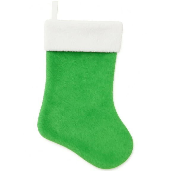 Plush Green Classic Christmas Stocking