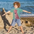 thumbnail image 3 of FORMRS Boys Rash Guard Short Sleeves Swim Shirt Quick Dry UPF 50+ Sun Protection, Sizes 3-12T, Big Pink Cheetah, 3 of 6