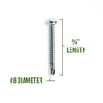 thumbnail image 3 of Hillman Self Drilling Screws #8 x 3/4", Steel, Zinc, Interior, Phillips, Silver, 8 pack, 3 of 8
