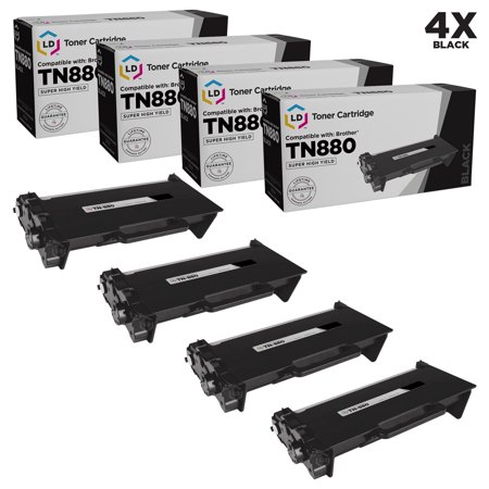 LD Products Compatible TN880 Super High Yield Pack of 4 Black Ink Cartridges