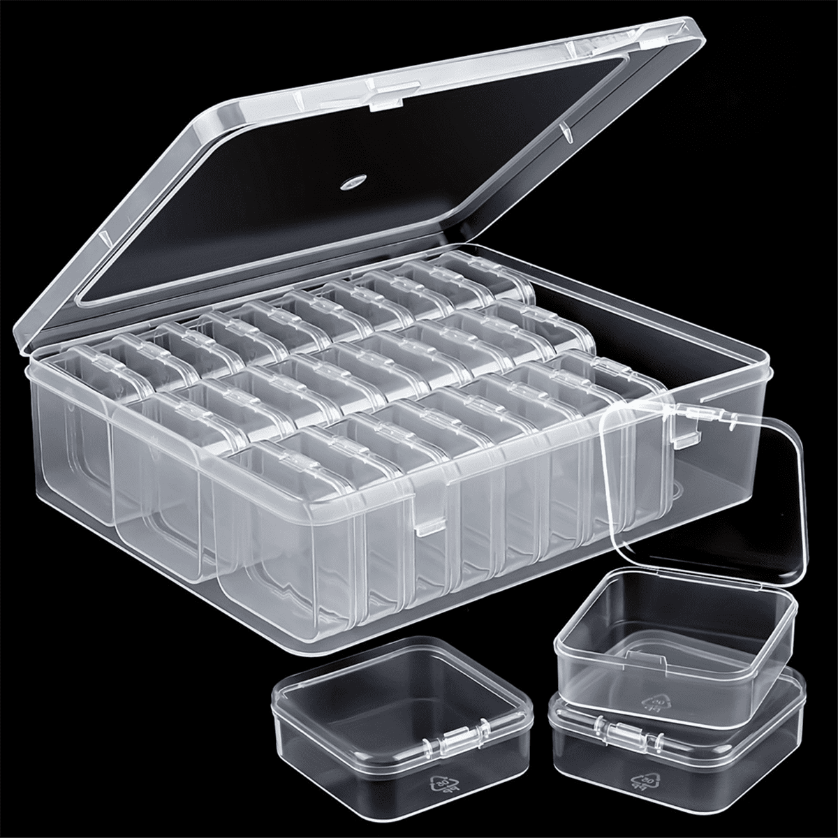 Bead Organizer,90Pcs Small Bead Storage Containers,3 Large Craft Storage Cases,Storage Box for Jewelry Making Diamond