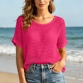 thumbnail image 2 of PBFRDSJ Womens Crochet Cover Up Open Knit Half Sleeve Beach Shirts Lightweight Breathable Round Neck Vacation Clothes, 2 of 9