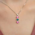 thumbnail image 3 of Gem Stone King Keren Hanan Lab Grown Diamond 3 Stone Heart Shape Pendant Necklace with Chain 1.76 Ct Pink Mystic Topaz London Blue Topaz 925 Silver and 10K Yellow Gold, 3 of 3