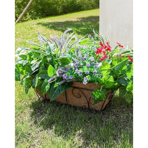 20PCS Artificial Plants for Outdoor Decor Realistic Faux Greenery & Flowers Fake Plastic Leaves with Stems UV Resistant Outside Bushes for Garden Patio and Porch